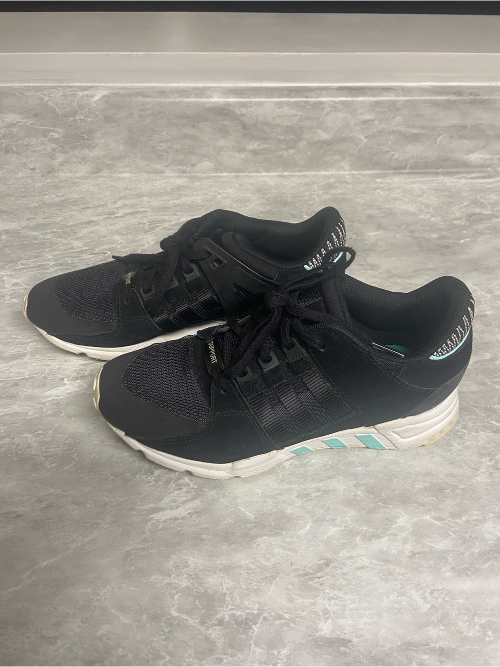 ADIDAS EQT Support adv 91-17 art BY8783 black suede detail. women's 6 /men's 4.5